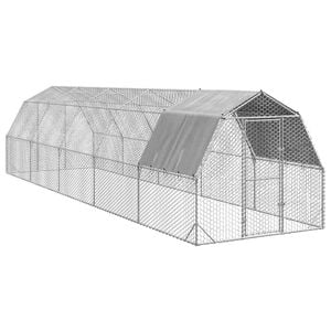 vidaXL Chicken Run Grey Galvanized steel Large Durable Chicken Run