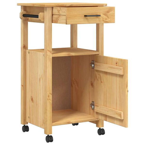 vidaXL Kitchen Trolley MONZA 18.9"x15.7"x34.8" Solid Wood Pine
