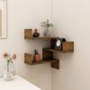 vidaXL Wall Corner Shelf Smoked oak Engineered wood Medium Corner Shelf