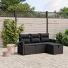vidaXL Garden Sofa Set Black Poly Rattan and Powder-Coated Steel Large