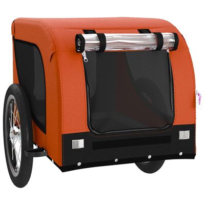 vidaXL Pet Bike Trailer Orange and Black Oxford Fabric and Iron