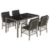 vidaXL Garden Dining Set Grey PE Rattan 5 Piece UV-resistant materials