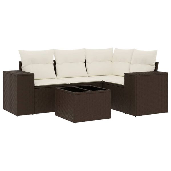 vidaXL Garden Sofa Set Brown PE rattan Medium Module