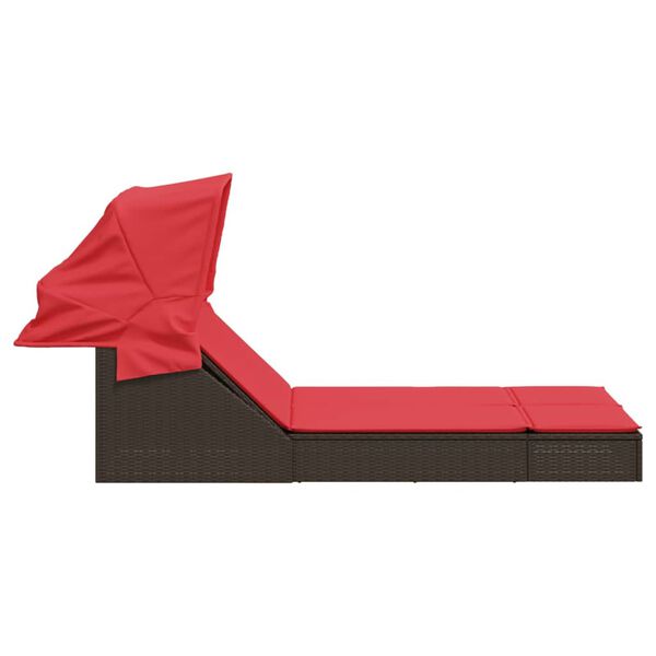 vidaXL Patio Double Sun Lounger Brown PE rattan Double