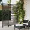vidaXL Room Divider 3 Panels Black Poly Rattan