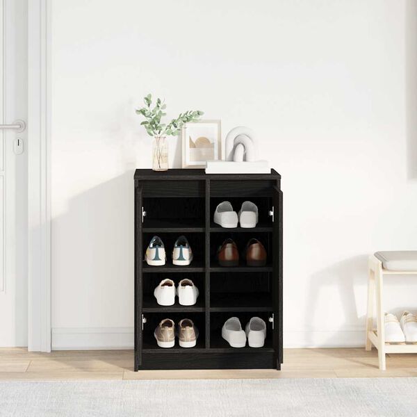 vidaXL Shoe Cabinet Black Oak Engineered Wood Medium Shoe Cabinet