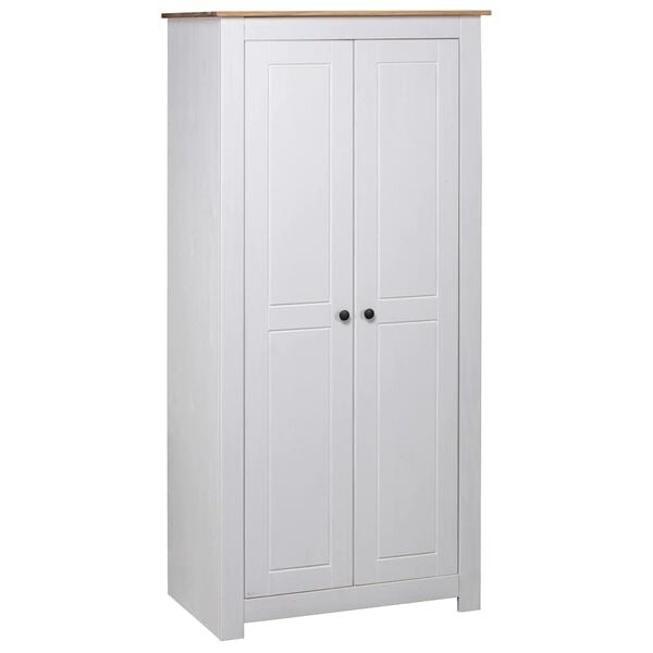 vidaXL Wardrobe White Solid Pine Wood Medium Storage Wardrobe