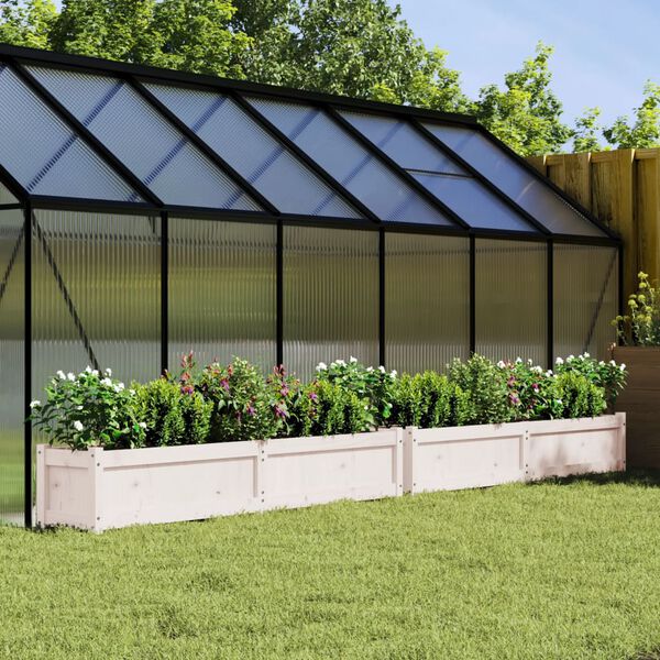 vidaXL Garden Planter Set of 2 White Solid pine wood Large