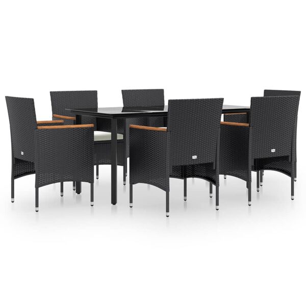 vidaXL Garden Dining Set Black Poly rattan Medium Durable