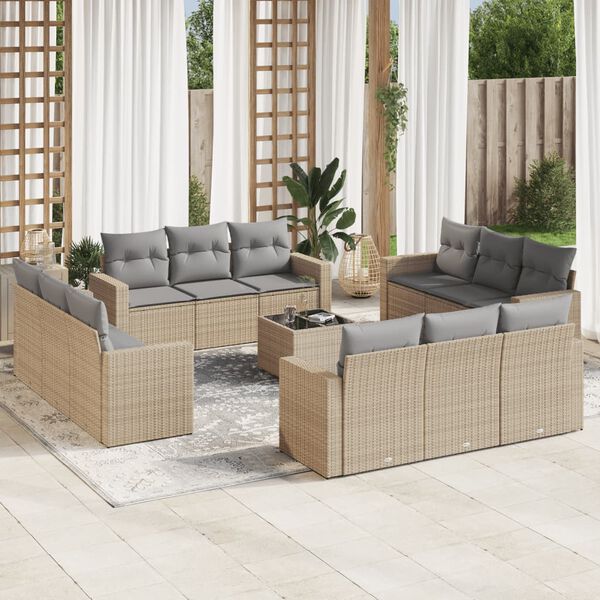vidaXL Garden Sofa Set Beige, Light Grey