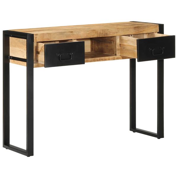 vidaXL Console Table Natural wood and black Solid mango wood, metal frame