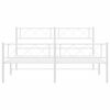 vidaXL Metal Bed Frame White Powder-Coated Steel 47.2x78.7 in