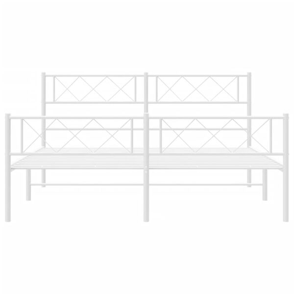vidaXL Metal Bed Frame White Powder-Coated Steel 47.2x78.7 in
