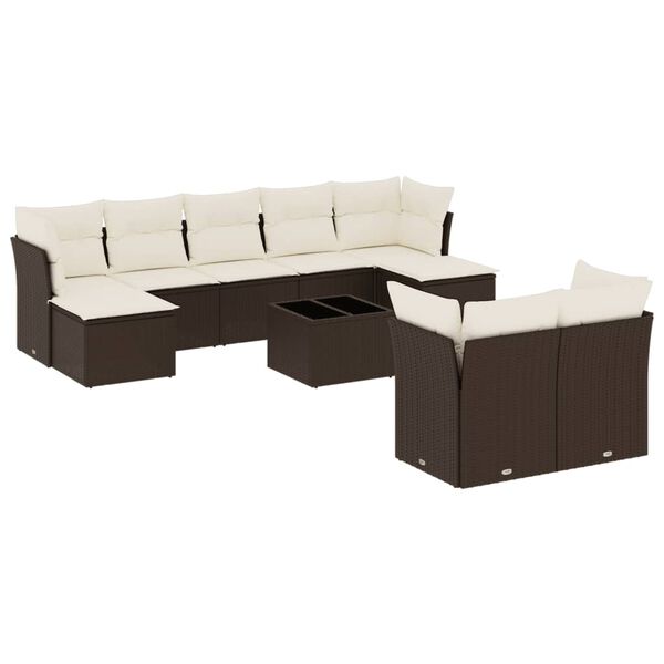 vidaXL Garden Sofa Set Brown PE rattan Large Garden Sofa Set