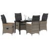 vidaXL Garden Dining Set with Cushion 5 pcs Grey Poly Rattan