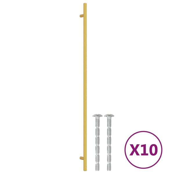 vidaXL Cabinet Handle Set of 10 Gold Stainless Steel 22.0 in x 1.3 in