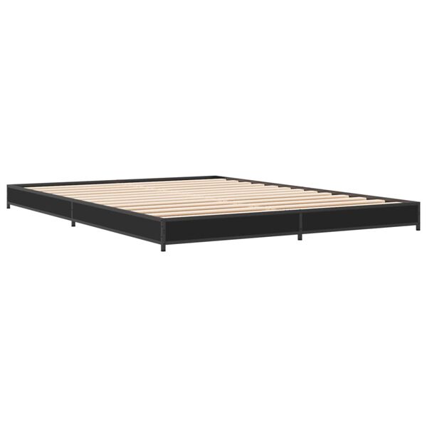 vidaXL Bed Frame Black Engineered wood, Steel King Size Durable