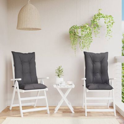 vidaXL Garden Highback Chair Cushions 2 pcs Anthracite 47.2"x19.7"x2.8" Fabric