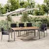 vidaXL Garden Table With Wooden Top Grey PE Rattan, Steel, Solid Acacia Wood