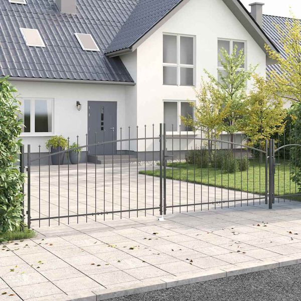 vidaXL Garden Gate with Lock Gray 39.4" x 157.5" Steel