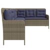 vidaXL Patio Sofa Gray Poly Rattan, Powder-Coated Steel L-Shaped, 5-seater