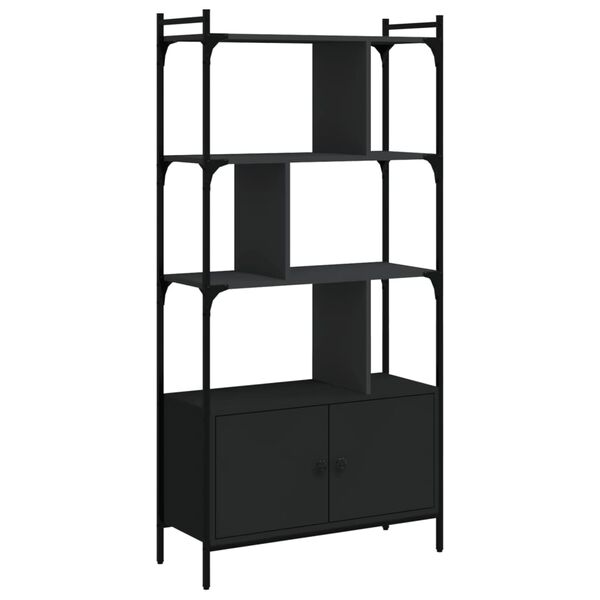 vidaXL Bookcase Black Engineered wood Medium Bookcase Rectangular