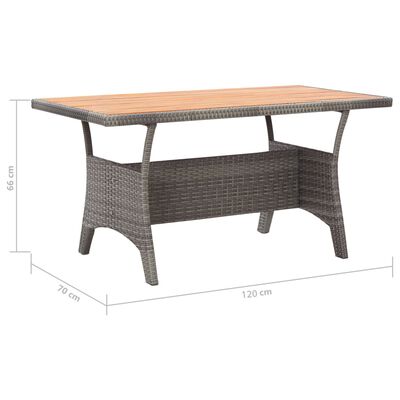 vidaXL Patio Table Gray 47.2"x27.6"x26" Solid Acacia Wood