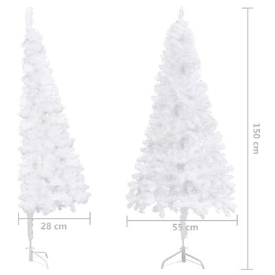 vidaXL Corner Artificial Christmas Tree LEDs&Ball Set White 59.1" PVC