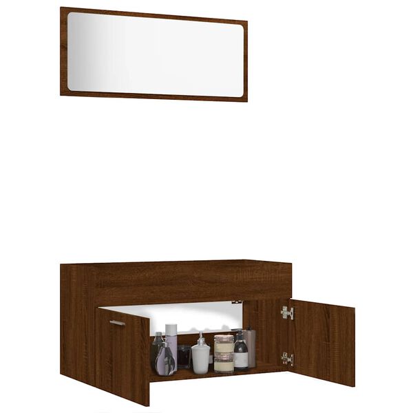 vidaXL Bathroom Furniture Set Brown Oak Engineered wood Large