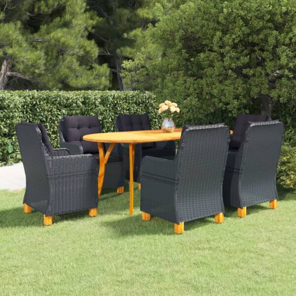 vidaXL 7 Piece Patio Dining Set Dark Gray