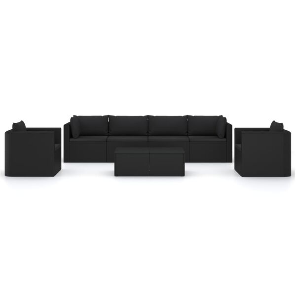 vidaXL Garden Lounge Set Black Powder-coated steel Medium