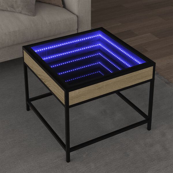 vidaXL Coffee Table Sonoma oak Engineered wood, glass, metal Medium