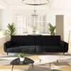vidaXL Sofa Bed Black Velvet (100% polyester), wood, metal 2-Seater