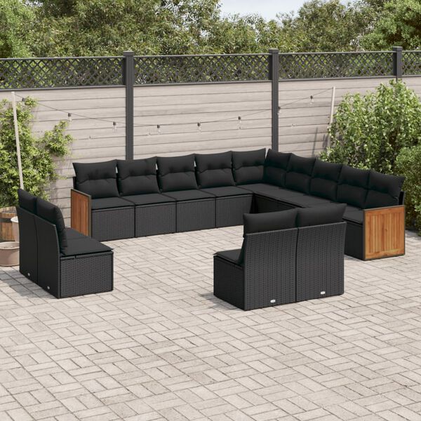 vidaXL Garden Sofa Set Black PE rattan Large Modular Garden Sofa Set