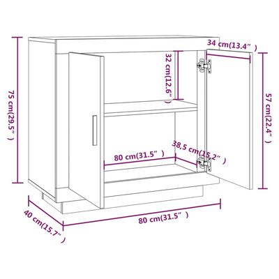 vidaXL Sideboard Concrete Gray 31.5"x15.7"x29.5" Engineered Wood