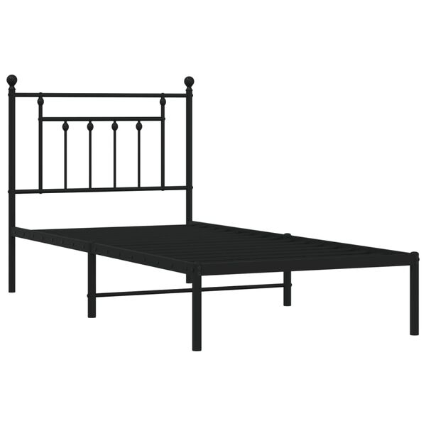 vidaXL Bed Frame Black Powder-Coated Steel 35.4 x 74.8 in Bed Frame