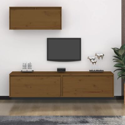 vidaXL TV Cabinets 3 pcs Honey Brown Solid Wood Pine