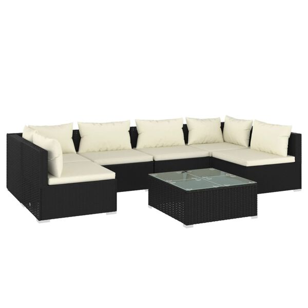 vidaXL Garden Lounge Set Black, Cream
