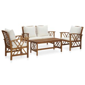 vidaXL Garden Lounge Set Cream white Solid Acacia wood Medium Durable