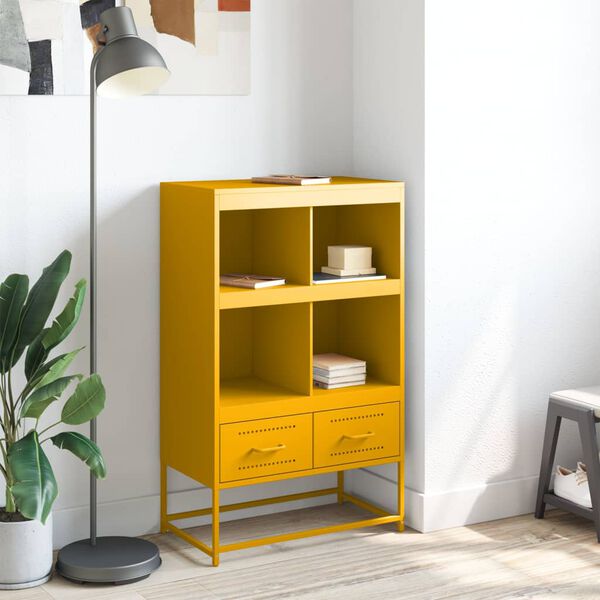 vidaXL Highboard Mustard Yellow Cold-rolled Steel