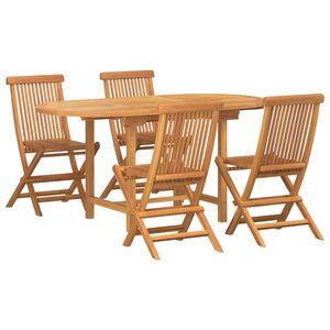 vidaXL Garden Dining Set 5 pcs Brown Solid Teak Wood