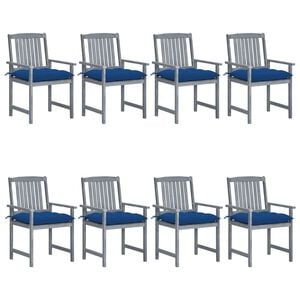vidaXL Patio Chair Set of 8 Gray Solid acacia wood Standard Durable