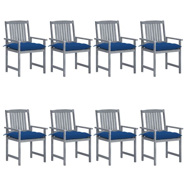 vidaXL Patio Chair Set of 8 Gray Solid acacia wood Standard Durable