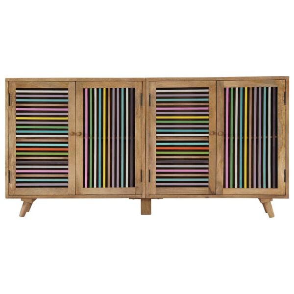 vidaXL Sideboard Natural wood grain with multicolor accents on doors