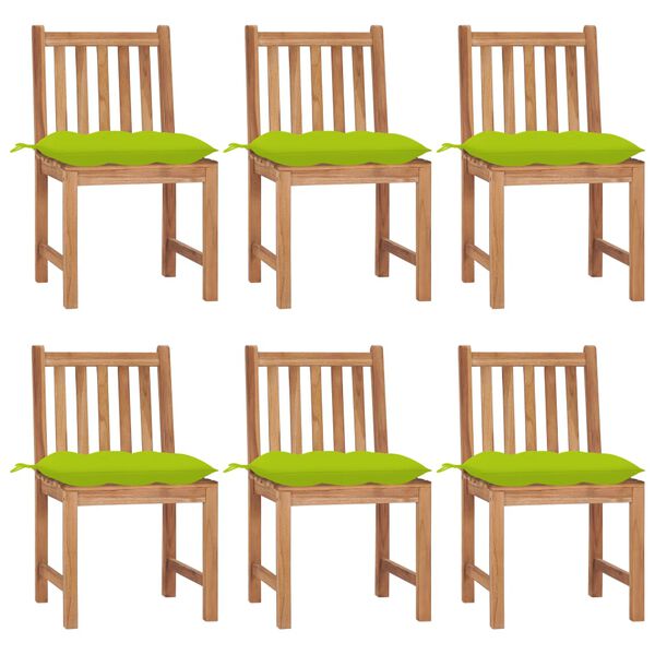 vidaXL Patio Chair Set of 6 Natural wood Fine sanded teak hardwood