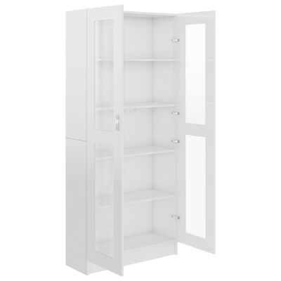 vidaXL Vitrine Cabinet High Gloss White 32.5"x12"x73" Engineered Wood