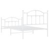 vidaXL Bed Frame White Powder-Coated Steel Twin Bed Frame Rectangular