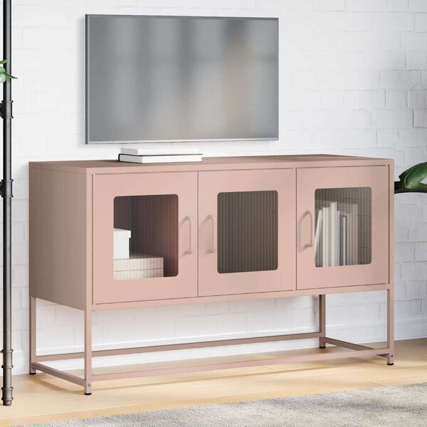 vidaXL TV Cabinet Pink Cold-rolled Steel Small TV Cabinet Rectangular