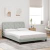 vidaXL Bed Frame with LED without Mattress Light Gray 53.9"x74.8" Velvet