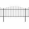 vidaXL Garden Fence with Spear Top Steel 701.3"x29.5" Black